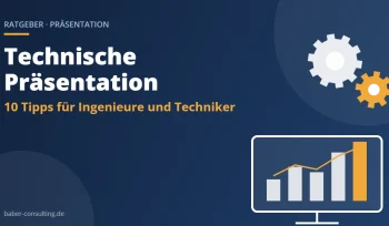 Technische Präsentation: 10 Tipps für Ingenieure und Techniker – Diagramm auf Bildschirm und Zahnräder
