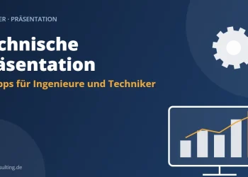Technische Präsentation: 10 Tipps für Ingenieure und Techniker – Diagramm auf Bildschirm und Zahnräder